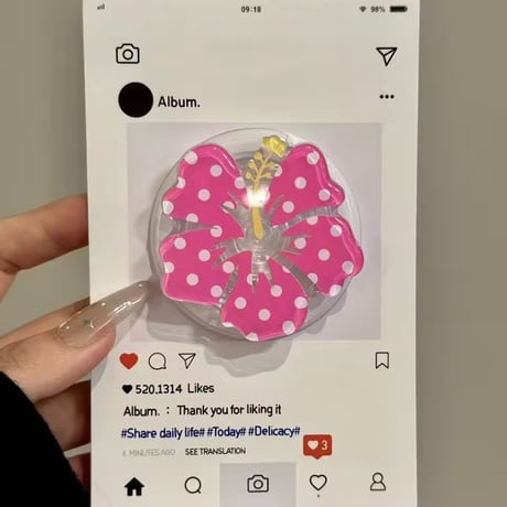 K23198 フラワーグリップ付き クリアフラワー iPhoneケース