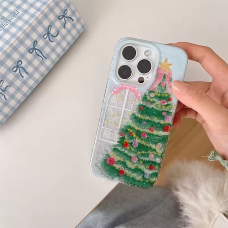 S75946 キラキラクリスマスツリーiPhoneケース