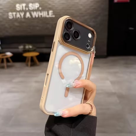 L62526 カラーフレームクリアMagSafeiPhoneケース