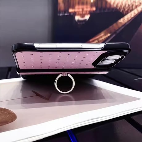 K23360 ダイヤキルティング風ビジューリングiPhoneDuoケース