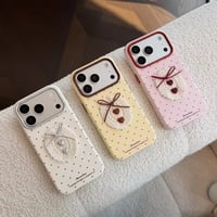 S75997 リボンハートドットiPhoneケース