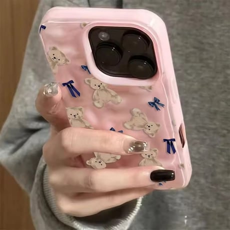 【即納商品】S75539 くまリボンパターンiPhoneケース