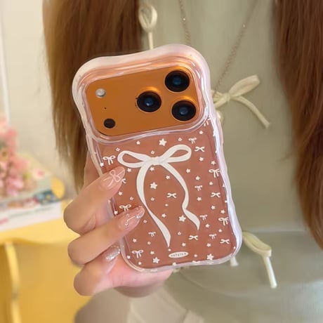 L62489 リボンデザイン クリアiPhoneケース
