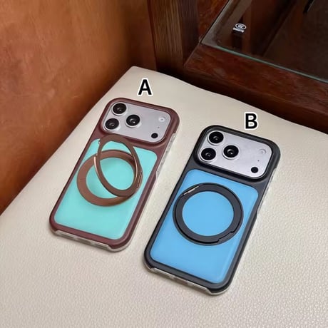 K23299 バイカラーリングスタンド付きiPhoneケース