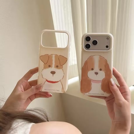 S75709 ふわもこわんこイラスト iPhoneケース