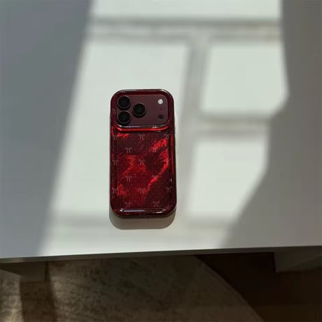 K23333 バーガンディリボンストラップiPhoneケース