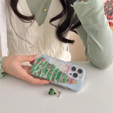 S75946 キラキラクリスマスツリーiPhoneケース