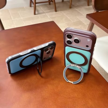 K23299 バイカラーリングスタンド付きiPhoneケース