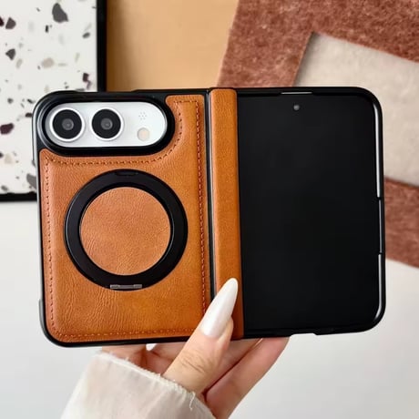 K23322 リングスタンド付きレザー風MagSafe対応iPhoneDuoケース