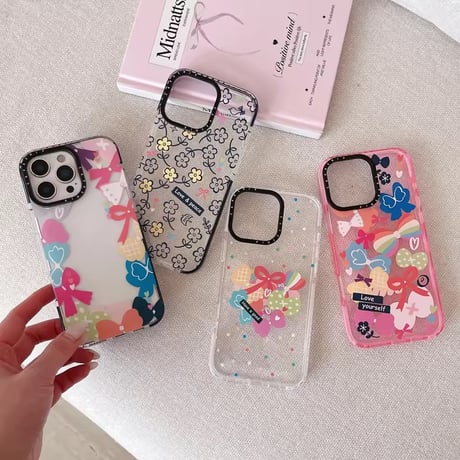L62508 カラフルリボン＆フラワー iPhoneケース