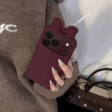 S75956 立体リボンバーガンディiPhoneケース