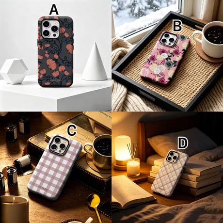 S75748 ヴィンテージフラワー＆チェック iPhoneケース