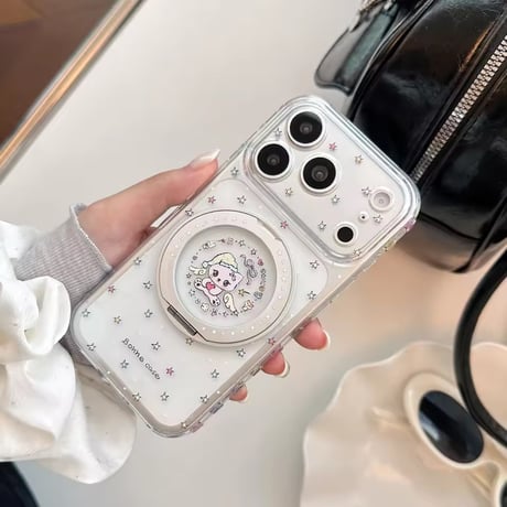 K23340 カラーハートスタンド付きクリアiPhoneケース