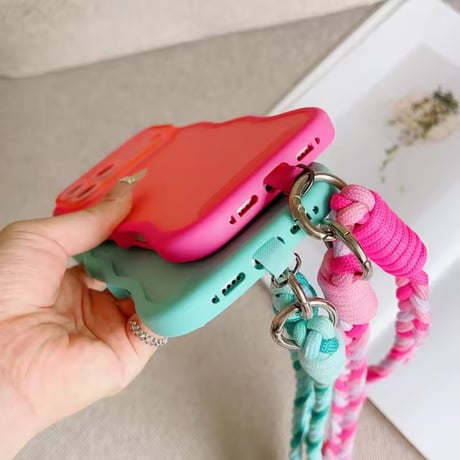 K23328 カラフルロープストラップ付きiPhoneケース
