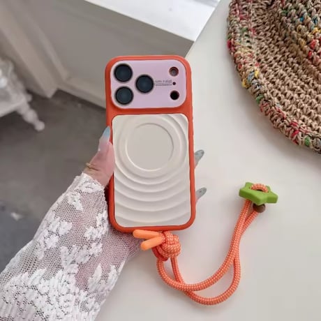 K23327 ウェーブパネルストラップ付きiPhoneケース