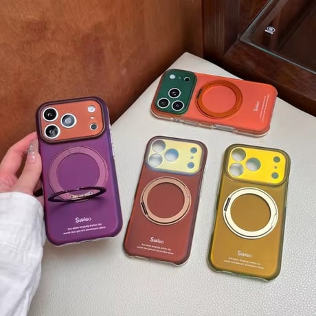 K23300 レトロバイカラーリングスタンド付きiPhoneケース
