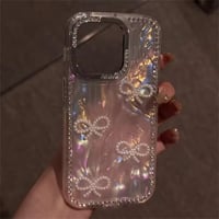 【即納商品】L62346 パールリボン×オーロラiPhoneケース