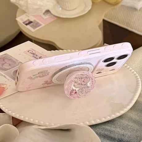 K23288 スイートベア＆バニーMagSafeグリップiPhoneケース