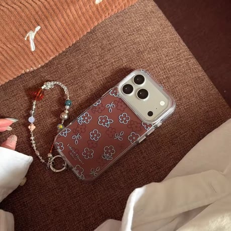 K23289 レトロフラワーブラウンiPhoneケース