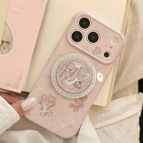 K23288 スイートベア＆バニーMagSafeグリップiPhoneケース