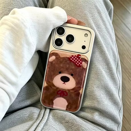 S75955 チェックリボンベアiPhoneケース