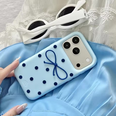 S75746 ドットリボン シリコン iPhoneケース