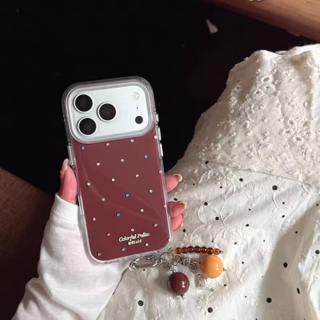 S75893 カラフルドットチャームiPhoneケース