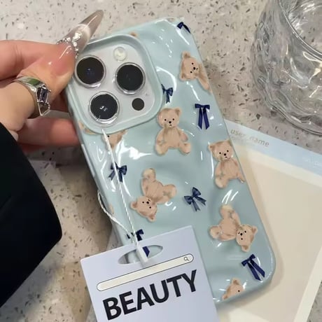 【即納商品】S75539 くまリボンパターンiPhoneケース