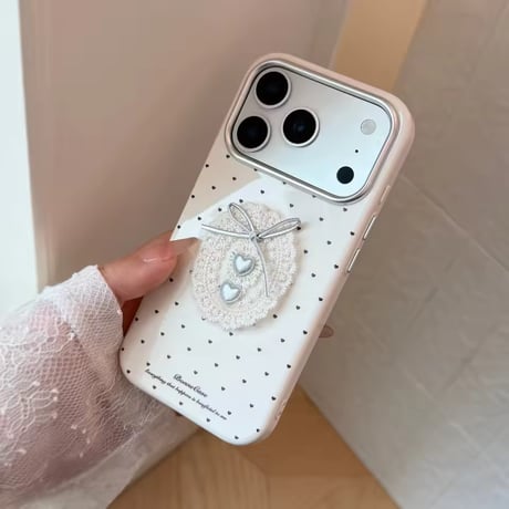 S75997 リボンハートドットiPhoneケース