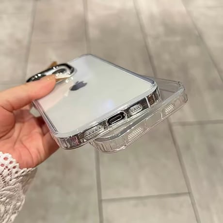 【即納商品】L62424 シルバーカメラフレームクリアiPhoneケース