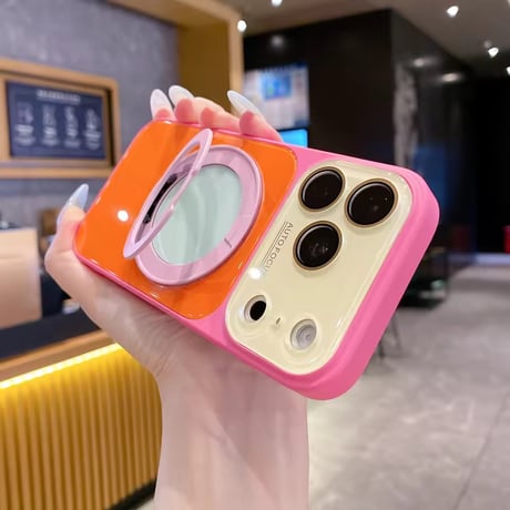 K23332 カラーブロックリングスタンドiPhoneケース