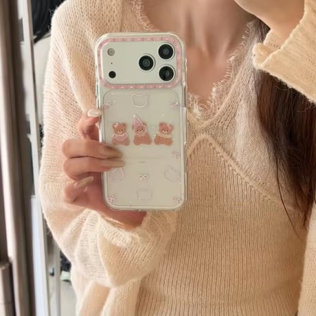 L62501 くまリボンキラキラクリア iPhoneケース