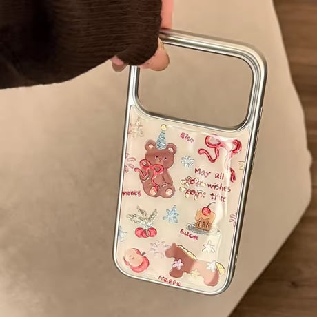S75766 リボンベア＆スイーツ クリア iPhoneケース