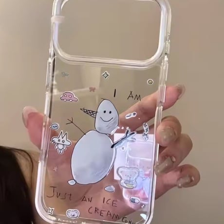 L62530 ゆるゆきだるまクリアiPhoneケース