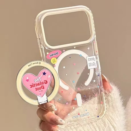 【即納商品】K23124 ハートリング付き スターダストクリアiPhoneケース
