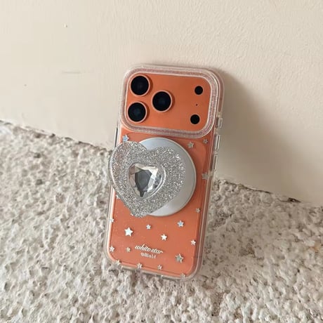 【即納商品】K23170 ハートMagSafeグリップ付きクリアiPhoneケース