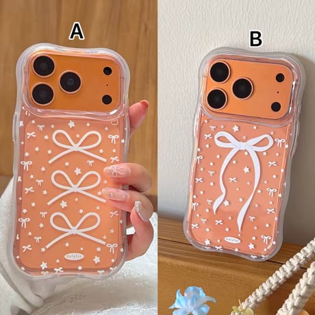 L62489 リボンデザイン クリアiPhoneケース