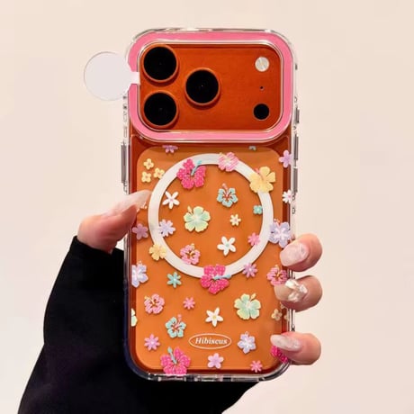 K23198 フラワーグリップ付き クリアフラワー iPhoneケース