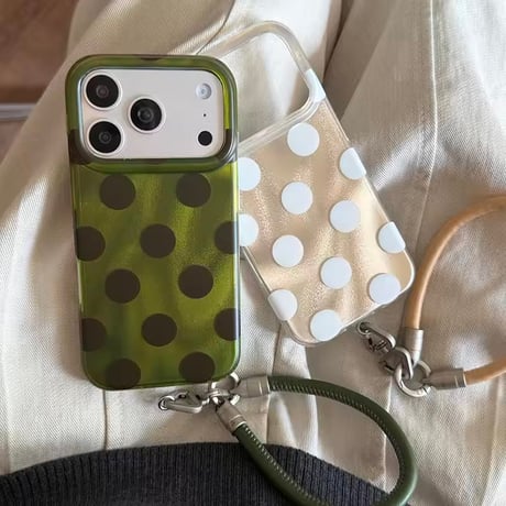 K23310 レトロドットストラップ付きiPhoneケース