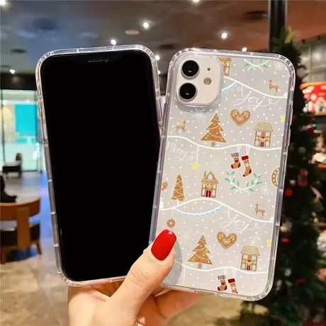 L62531 クリスマスタウンクリアiPhoneケース