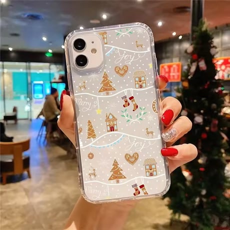 L62531 クリスマスタウンクリアiPhoneケース