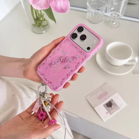 S75722 フラワーチャーム付き iPhoneケース