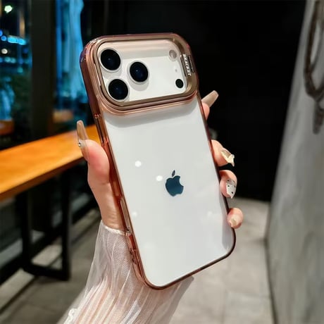 K23205 カラーフレーム カメラスタンド付き クリアiPhoneケース