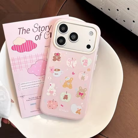 S75935 ピンクベアステッカーiPhoneケース