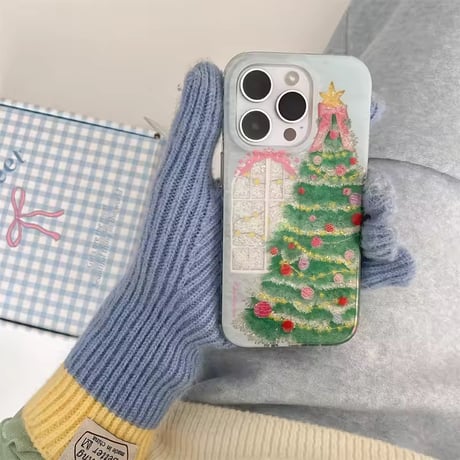 S75946 キラキラクリスマスツリーiPhoneケース