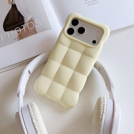 S75842 ふんわりブロックカラー雲型ハンドストラップ付きiPhoneケース