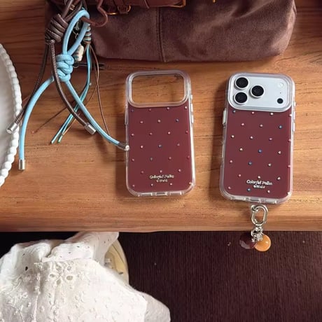 S75893 カラフルドットチャームiPhoneケース