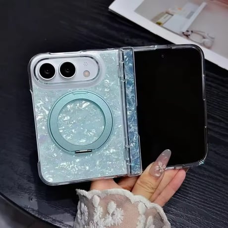 K23306 オーロラシェルリングスタンド付きiPhoneDuoケース