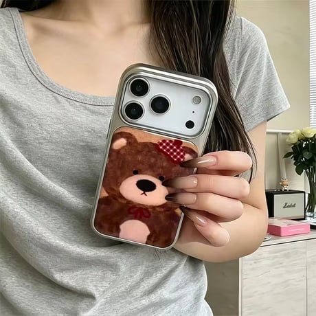 S75955 チェックリボンベアiPhoneケース