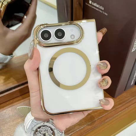 L62549 メタリックラインMagSafeクリアiPhoneDuoケース